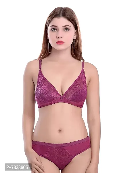 PIBU-Women's Cotton Bra Panty Set for Women Lingerie Set Sexy Honeymoon Undergarments ( Color : Maroon )( Pack of 1 )( Size :30) Model No : Safal et-thumb5