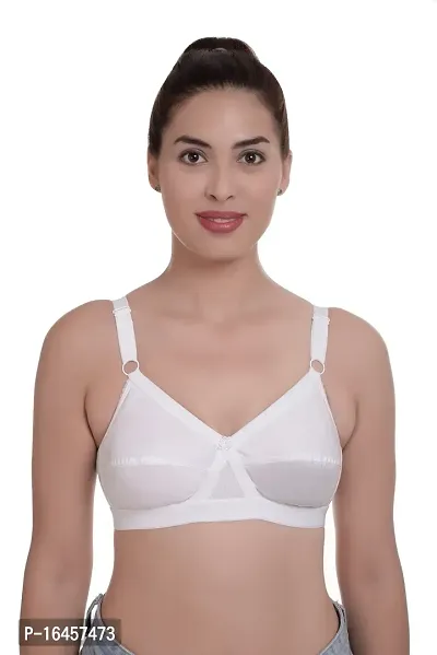 Stylish White Cotton Solid Bras For Women-thumb0