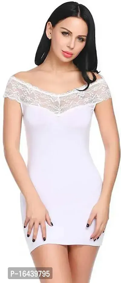 Stylish White Net Lace Baby Dolls For Women-thumb0