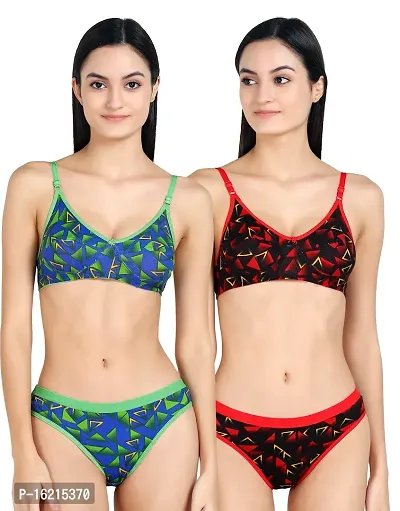 Stylish Multicoloured  Bra  Panty Set For Women Pack Of 2-thumb0