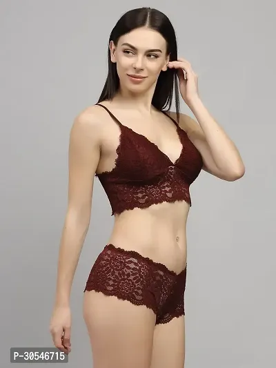 Stylish Maroon Cotton Bridal Lingerie set For Women-thumb5