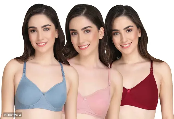 Stylish Cotton Solid Bras For Women- Pack Of 3-thumb0