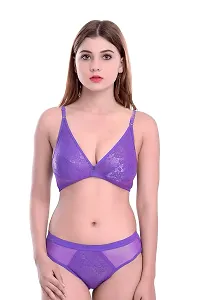 PIBU-Women's Cotton Bra Panty Set for Women Lingerie Set Sexy Honeymoon Undergarments ( Color : Purple,Pink )( Pack of 2 )( Size :32) Model No : Safal et-thumb4