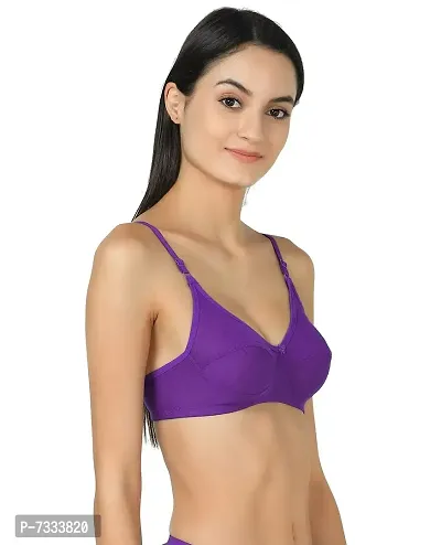 Women T-Shirt Cotton Non Padded Non-Wired Bra (Pack of 2) (Purple,Maroon)-thumb2