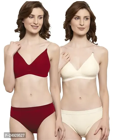 Stylish Cotton Bra And Panty Set For Women Pack Of 2