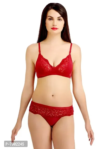 Fashion Comfortz Women's Bra Panty Set Red