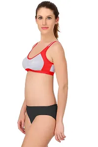 PIBU-Women's Cotton Sports Bra Panty Set for Women Lingerie Set Sexy Honeymoon Undergarments (Color : Red,Pink)(Pack of 2) Model No : SK04-thumb2
