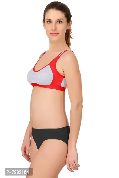 PIBU-Women's Cotton Sports Bra Panty Set for Women Lingerie Set Sexy Honeymoon Undergarments (Color : Red,Pink)(Pack of 2) Model No : SK04-thumb3