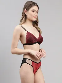 Women Net Bra Panty Set for Lingerie Set ( Pack of 2 ) ( Color : Red,Maroon )-thumb4