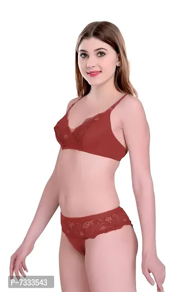 PIBU-Women's Cotton Bra Panty Set for Women Lingerie Set Sexy Honeymoon Undergarments (Color : Maroon)(Pack of 1)(Size :30) Model No : Cate SSet #CT-thumb3