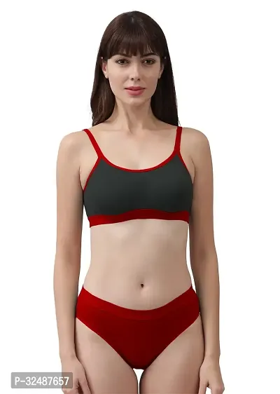 Stylish Cotton Solid Bra and Panty Set for Women