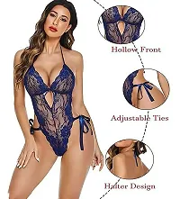 Women Blue,Red Designed Babydoll Sexy Lingerie Set Honeymoon Nighty Anniversary Night Dress-thumb4