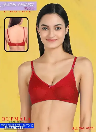 Stylish Red Cotton Solid Bras For Women-thumb5
