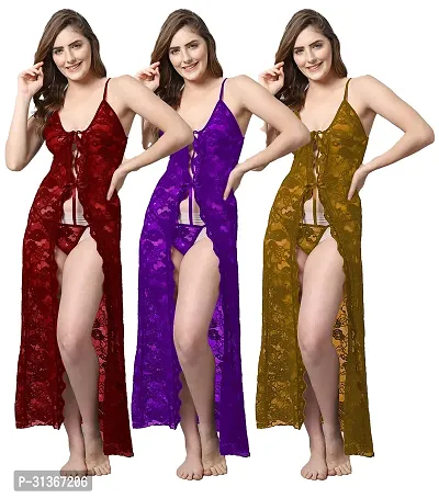 Babydoll Sexy Lingerie Set for Honeymoon Pack of 3