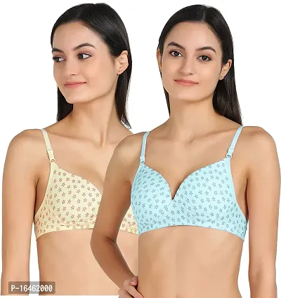 Stylish Multicoloured Cotton Solid Bras For Women Pack Of 2-thumb0