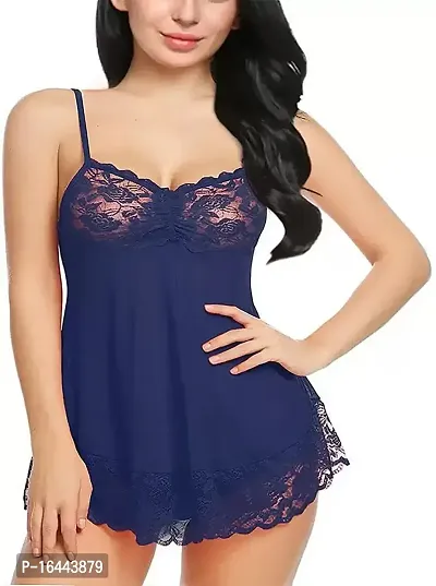 Stylish Blue Net Lace Baby Dolls For Women-thumb3