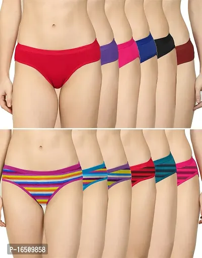 Stylish Multicoloured Cotton Blend  Briefs For Women-thumb0