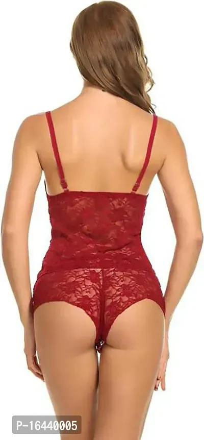 Stylish Maroon Net Lace Baby Dolls For Women-thumb3