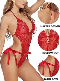 Women Red,Black,White Designed Babydoll Sexy Lingerie Set Honeymoon Nighty Anniversary Night Dress-thumb4