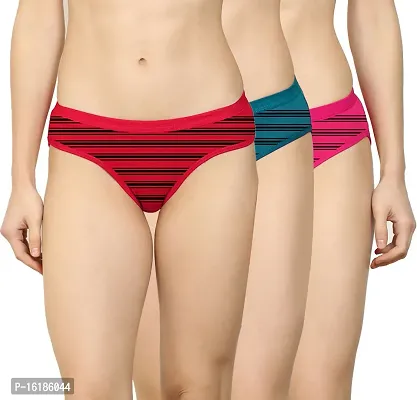 Stylish Multicoloured Cotton Blend Briefs For Women Pack Of 3-thumb0