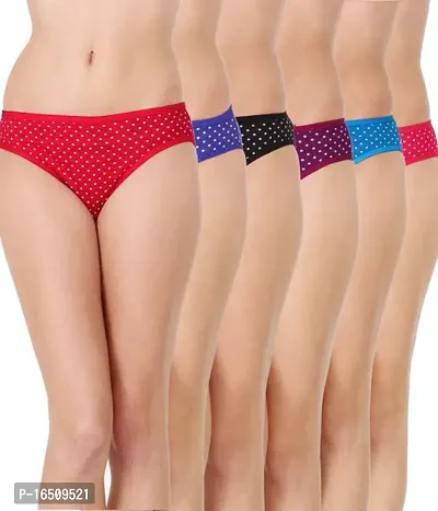 Stylish Multicoloured Cotton Blend  Briefs For Women Pack Of 6-thumb0