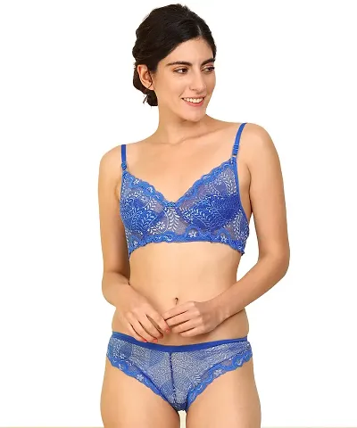 PIBU-Women's Net Bra Panty Set for Women Lingerie Set Sexy Honeymoon Undergarments (Color : Multi)(Pack of 1)