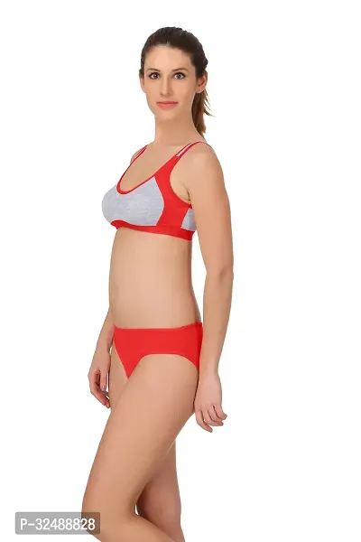 Stylish Cotton Solid Bra and Panty Set for Women-thumb2