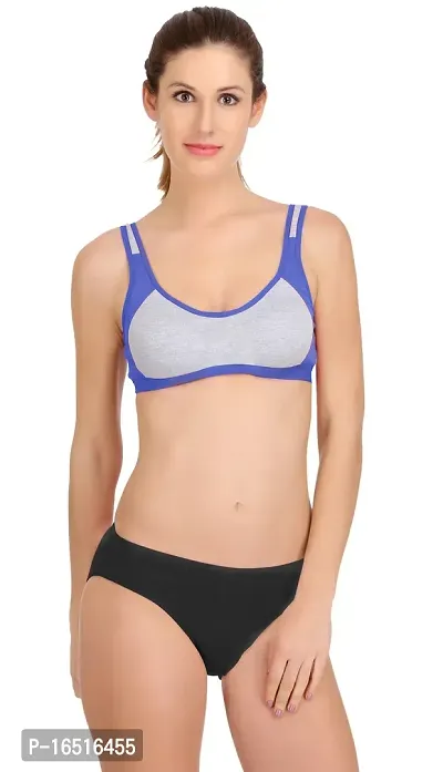 Stylish Blue  Bra  Panty Set For Women-thumb0