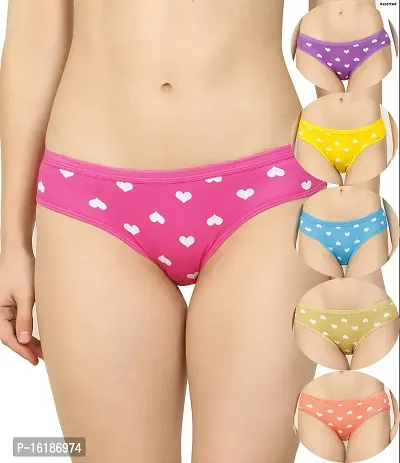 Stylish Multicoloured Cotton Blend Hipster Briefs For Women Pack Of 6-thumb0