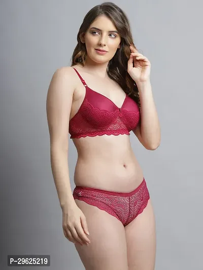 Women Cotton Bra Panty Set for Lingerie Set ( Pack of 1 ) ( Color : Maroon )-thumb2