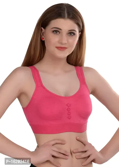 Stylish Pink Cotton Solid Bras For Women-thumb2