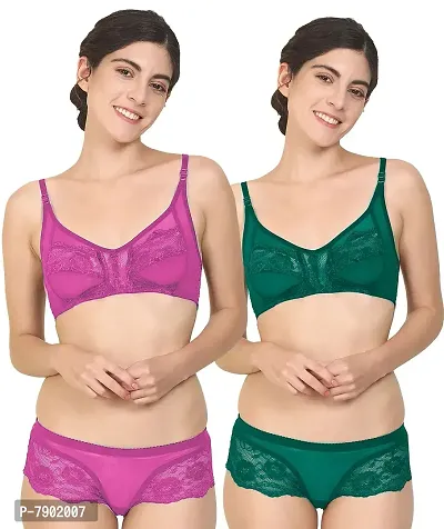 Fashion Comfortz Bra  Panty Set for Women Ll Ladies and Girls Lingerie Set Pink,Light Blue