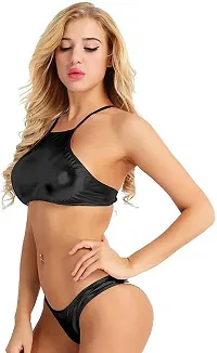 Elegant Black Satin  Baby Dolls Set For Women-thumb1