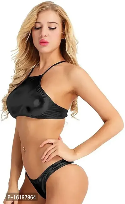 Elegant Black Satin  Baby Dolls Set For Women-thumb2