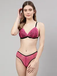 PIBU-Women Red,Pink,Maroon Net Bra Panty Set|Lingerie Set|Honeymoon Night Dress Wedding|Valentine Beautiful Gift for Girl|Bra Panty Set for Women with Sexy|Bra Panty Set for Women-thumb3