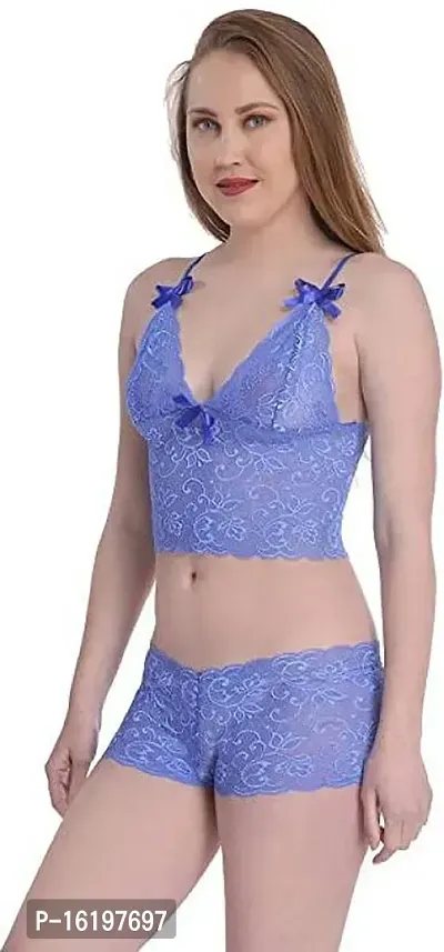 Elegant Blue Net  Baby Dolls For Women-thumb3