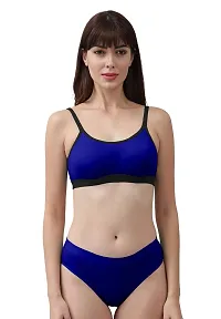 Stylish Cotton Solid Bra and Panty Set for Women-thumb1