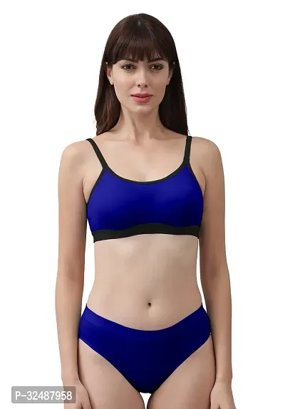 Stylish Cotton Solid Bra and Panty Set for Women-thumb2