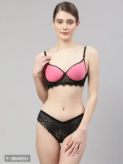 Stylish Pink Cotton Bridal Lingerie set For Women-thumb0