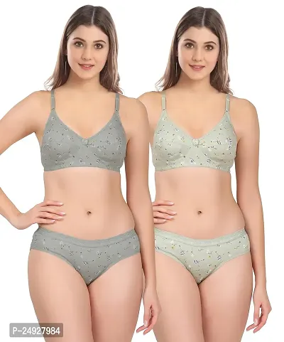 Stylish Cotton Bra And Panty Set For Women Pack Of 2