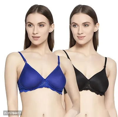 Stylish Multicoloured Cotton Solid Bras For Women ( Pack of 2 )-thumb0