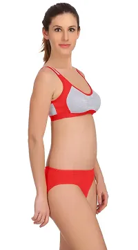 PIBU-Women's Cotton Sports Bra Panty Set for Women Lingerie Set Sexy Honeymoon Undergarments (Color : Red)(Pack of 1) Model No : SK03-thumb1