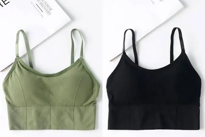 Trendy Solid Lightly Padded Sports Bra/Bralette  - Pack Of 2