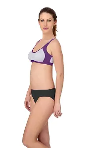 PIBU-Women's Cotton Gym Sports Bra Panty Set for Women Lingerie Set Sexy Honeymoon Undergarments (Color : Purple,Pink)(Pack of 2)(Size :32) Model No : SNY=B #CT-thumb2