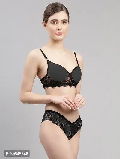 Stylish Black Cotton Bridal Lingerie set For Women-thumb2