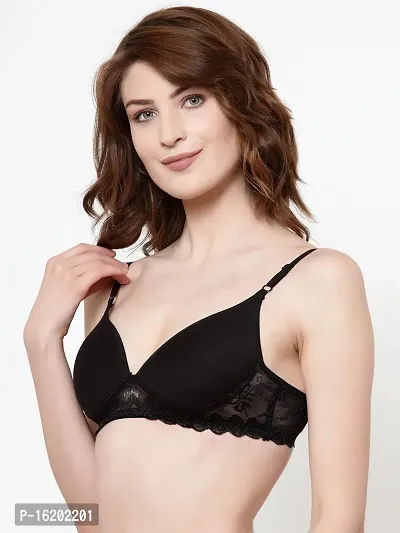 Stylish Black Cotton Solid Bras For Women-thumb3