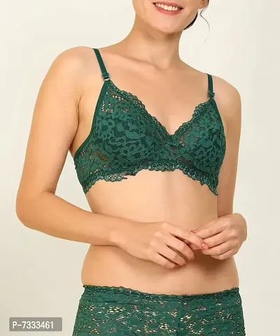 PIBU-Women's Net Bra Panty Set for Women Lingerie Set Sexy Honeymoon Undergarments ( Color : Green )( Pack of 1 )( Size :36) Model No : Net SSet-thumb5