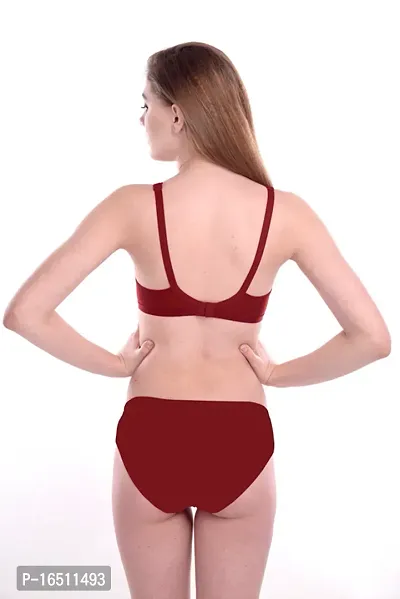 Stylish Maroon  Bra  Panty Set For Women-thumb4