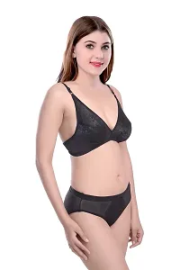 PIBU-Women's Cotton Bra Panty Set for Women Lingerie Set Sexy Honeymoon Undergarments ( Color : Black )( Pack of 1 )( Size :36) Model No : Safal et-thumb1