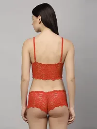 Stylish Red Cotton Bridal Lingerie set For Women-thumb3